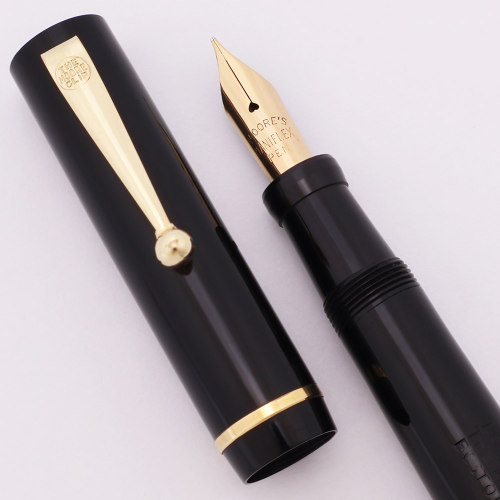 Moore L-85 Fountain Pen - Black, Maniflex 14k Fine Flexible Nib